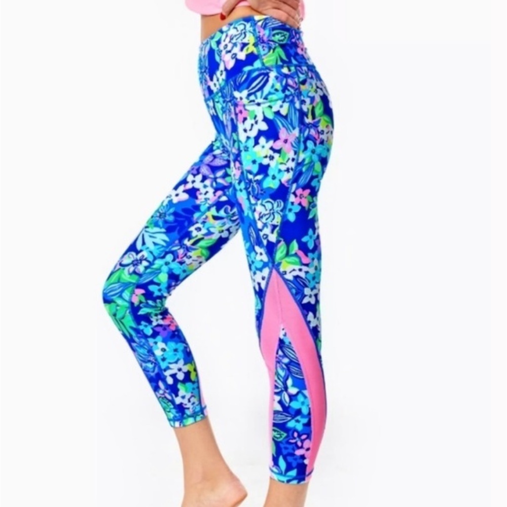 Lilly Pulitzer weekend or high-rise midi legging borealis blue Social sunset NWT